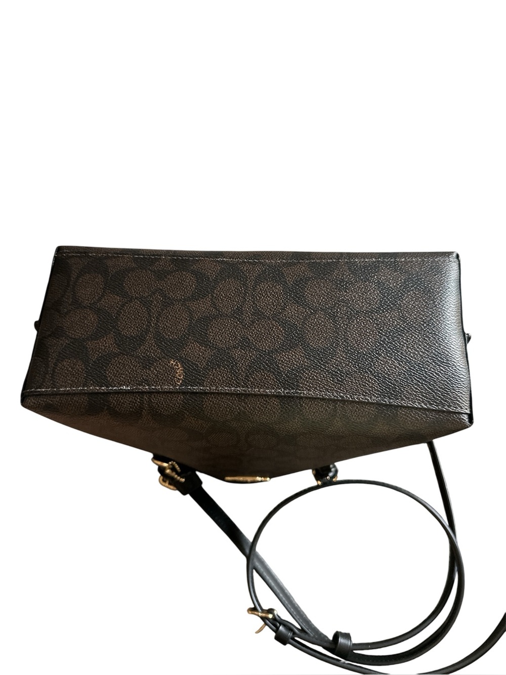 NWOT Coach Mollie Tote 25 in Signature Canvas Walnut Black CV965 Crossbody - Picture 8 of 10